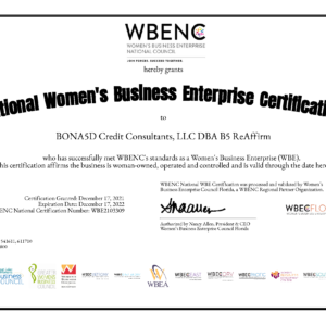 WBENC certification (#2103309) 12-17-21 .. exp 12-17-22